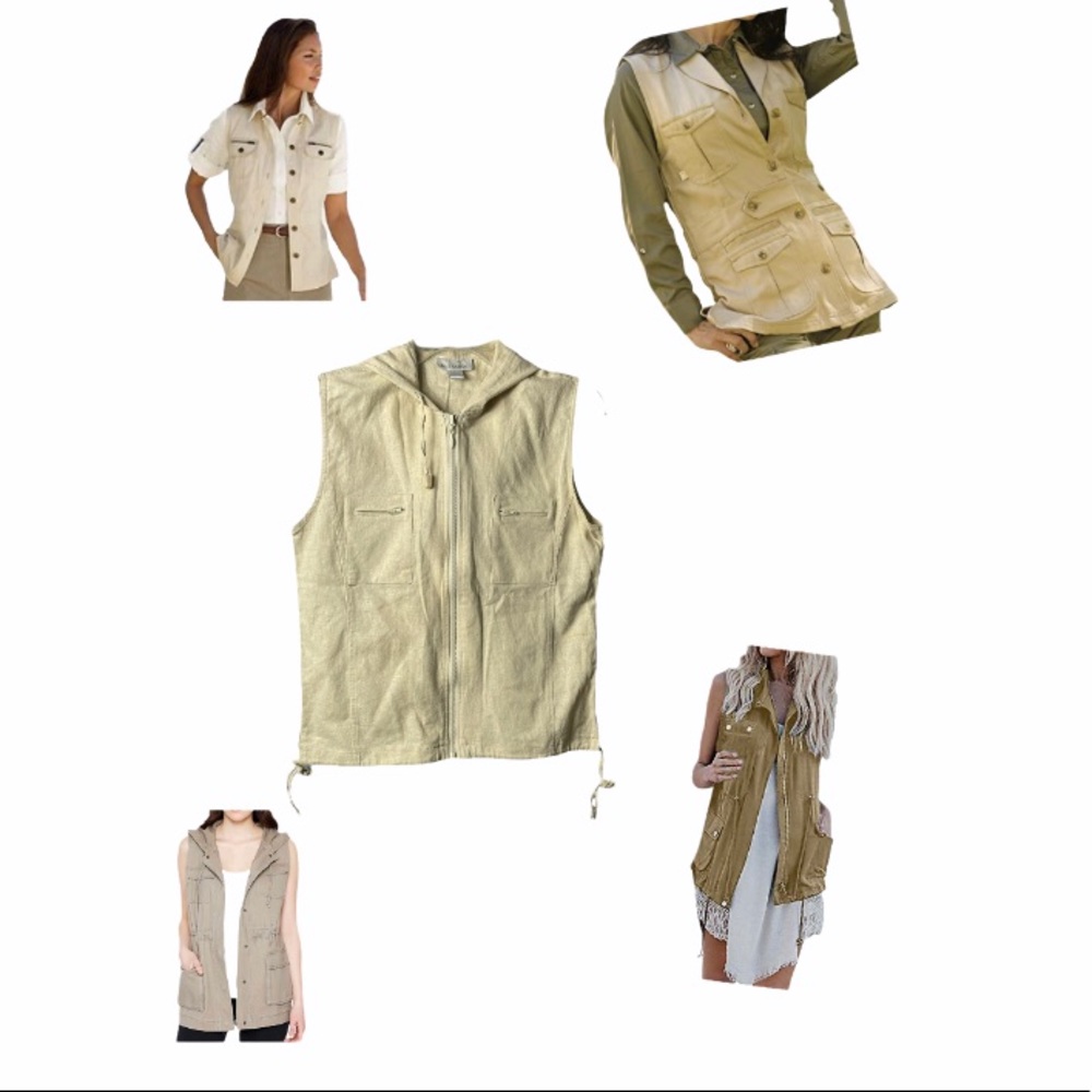 Linen blend safari vest‎
